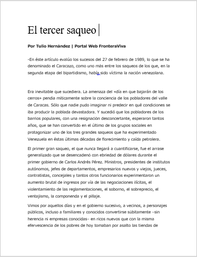 Frontera Viva el tercer saqueo